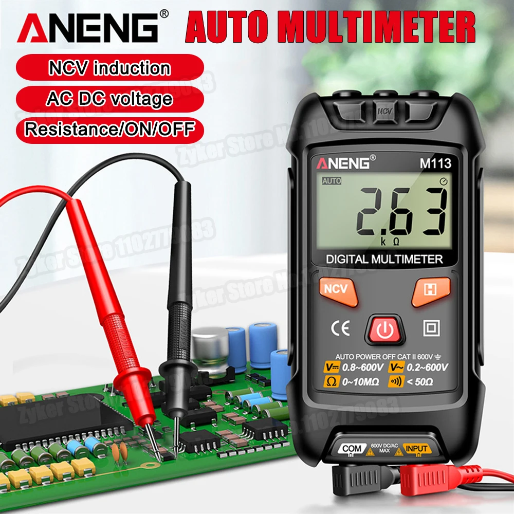 ANENG M113 Digital Multimeter AC DC Voltage Meter 1999 Counts Multimetro Ohm NCV Electricity Tools Mini Measuring Instruments