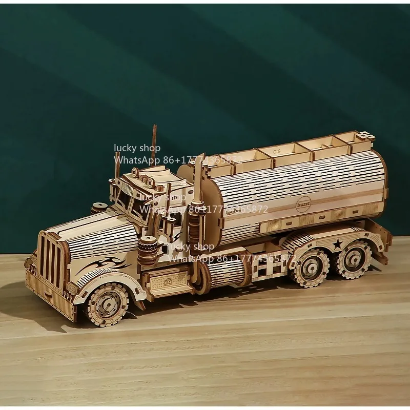 

Vintage Transport Oil Tank Car Wooden Craft, DIY Hand Making Material Kit, Indoor Art Decoration Accessory