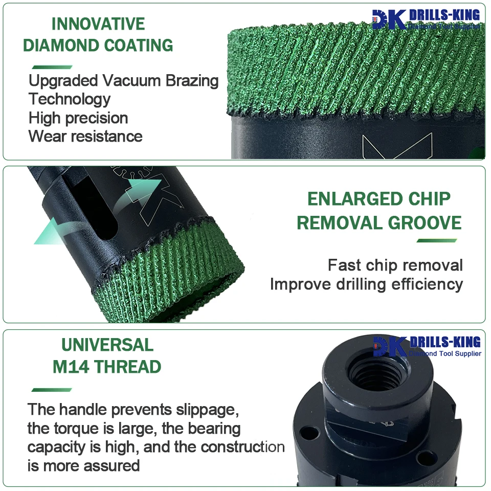 New Type 6mm-68mm Diamond Drilling Bit Marble Ceramic Tile Crown Hole Saw Cutter Dry Core Drill Bit for Porcelain