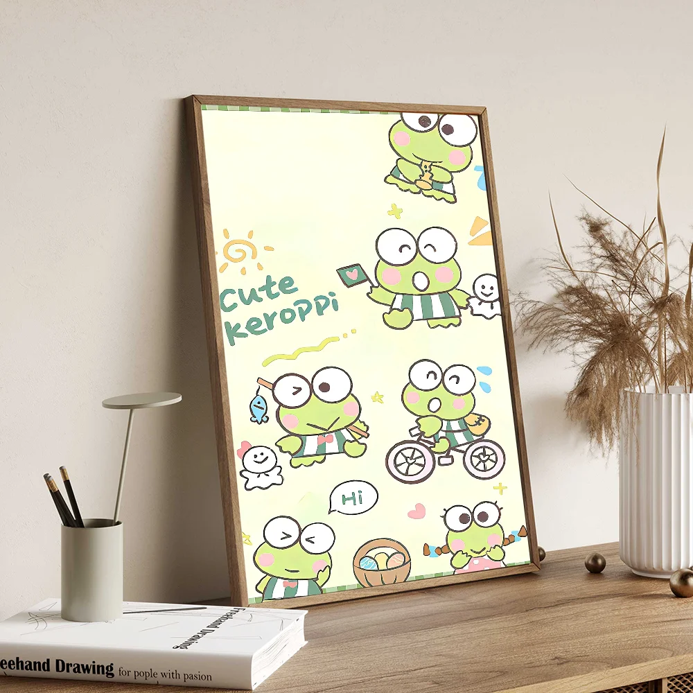 Śliczne Kero Kero Keroppi samoprzylepny plakat artystyczny biały papier drukuje plakaty grafika estetyczna sztuka malarstwo ścienne
