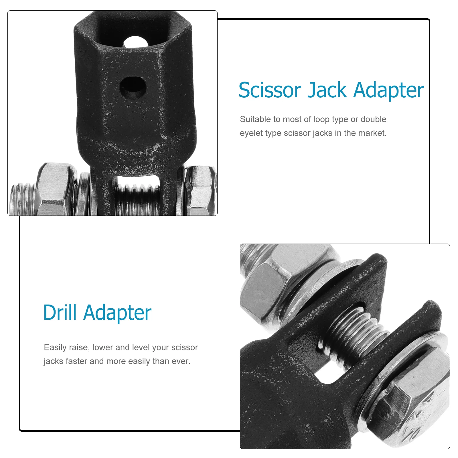 1 Set Steel 1/2 Inch Socket Adapter and 1/2 Inch Scissor Jack Adapter for Wrench 1/2 Inch Drill Adapter