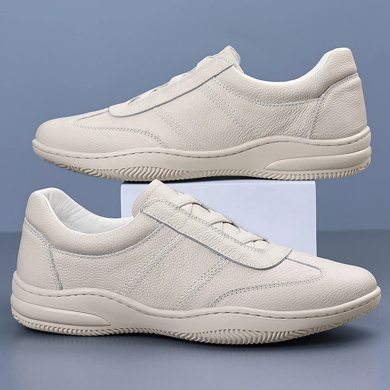 First-Layer Cowhide Summer New Men's Casual Shoes Genuine Leather Breathable Men's Leather Shoes Versatile White Men's Shoes
