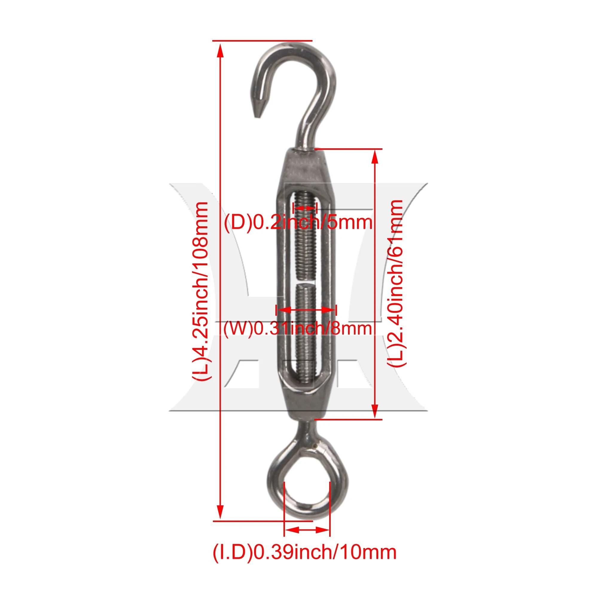 Imagem -06 - Cnbtr-tensor de Gancho e Olho de para Cabo Tensor m4 30 Pcs Aço Inoxidável