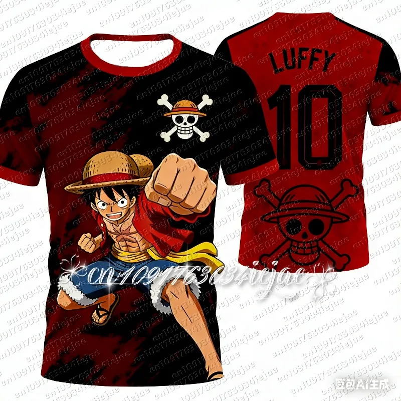 

2026 One Piece Luffy Football Jersey T-shirt Kids Football Special Jersey Men's/Women's Quick-Drying T-shirt