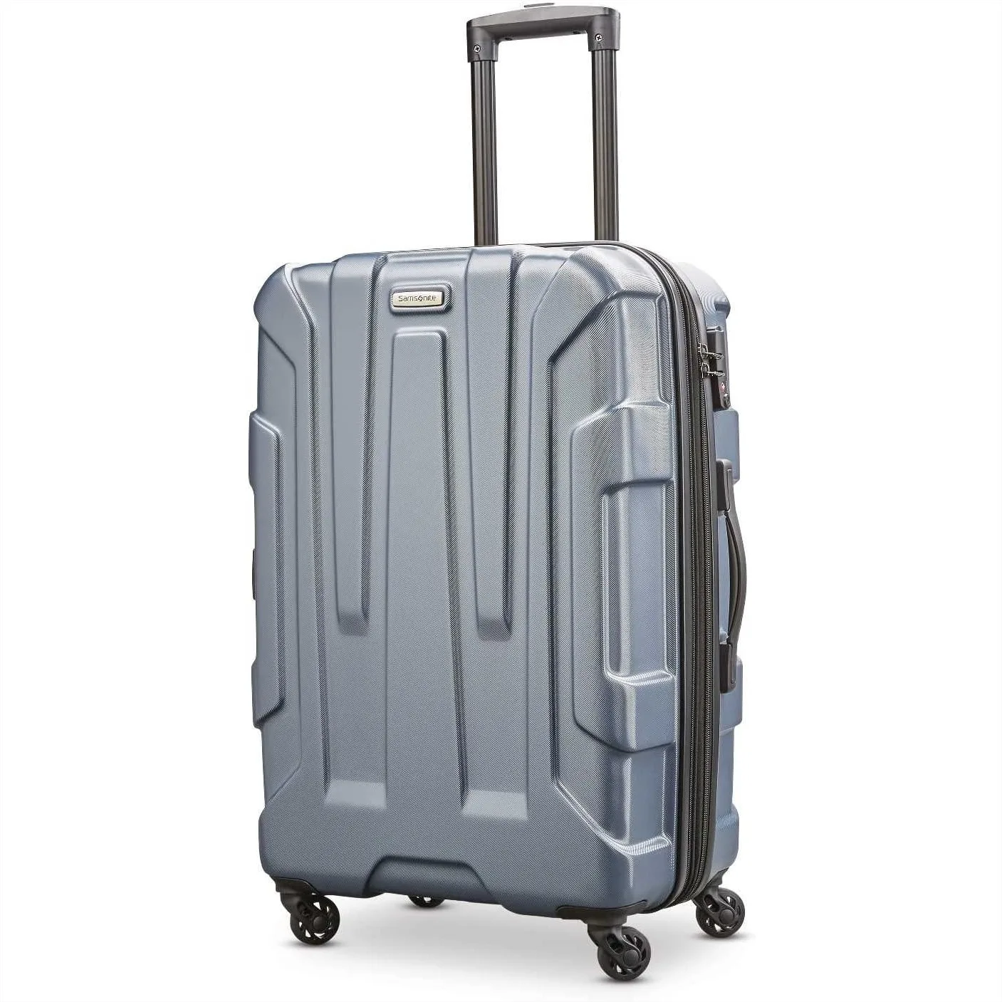 

Hardside Expandable Luggage with Spinner Wheels, 24-Inch Checked Medium, Scratch-Resistant, Blue Slate