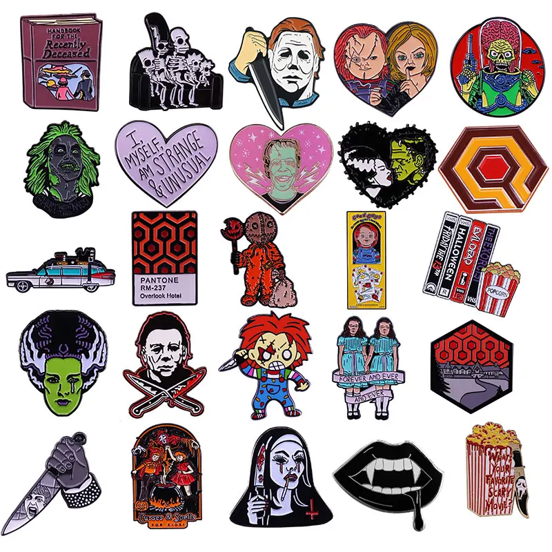 Halloween Horror Film Series Enamel Lapel Pin Collect Badge Jewelry Adorn Backpack Hat Collar Brooches