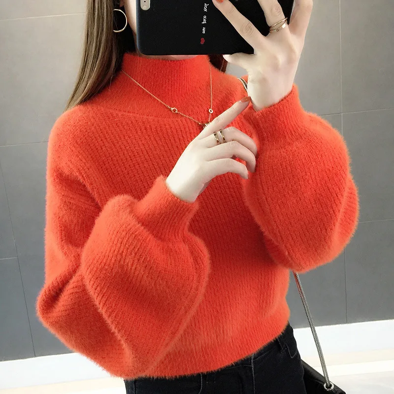 Thick Knitwear Fashion Sweater Women's Autumn Winter Lazy Style Short Knitted Bottoming Shirt Long Sleeve Top Pullover Jumper