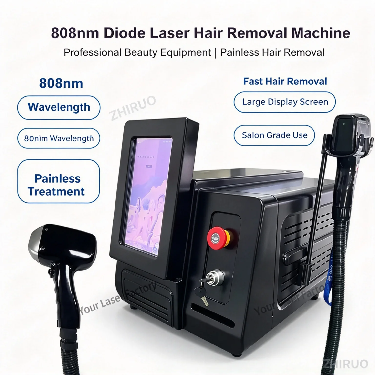 808nm Diode Lase Hair Removal Machine 3000w Depilation Equipment Three Wavelengths Ice Titanium Device Professional For Salon
