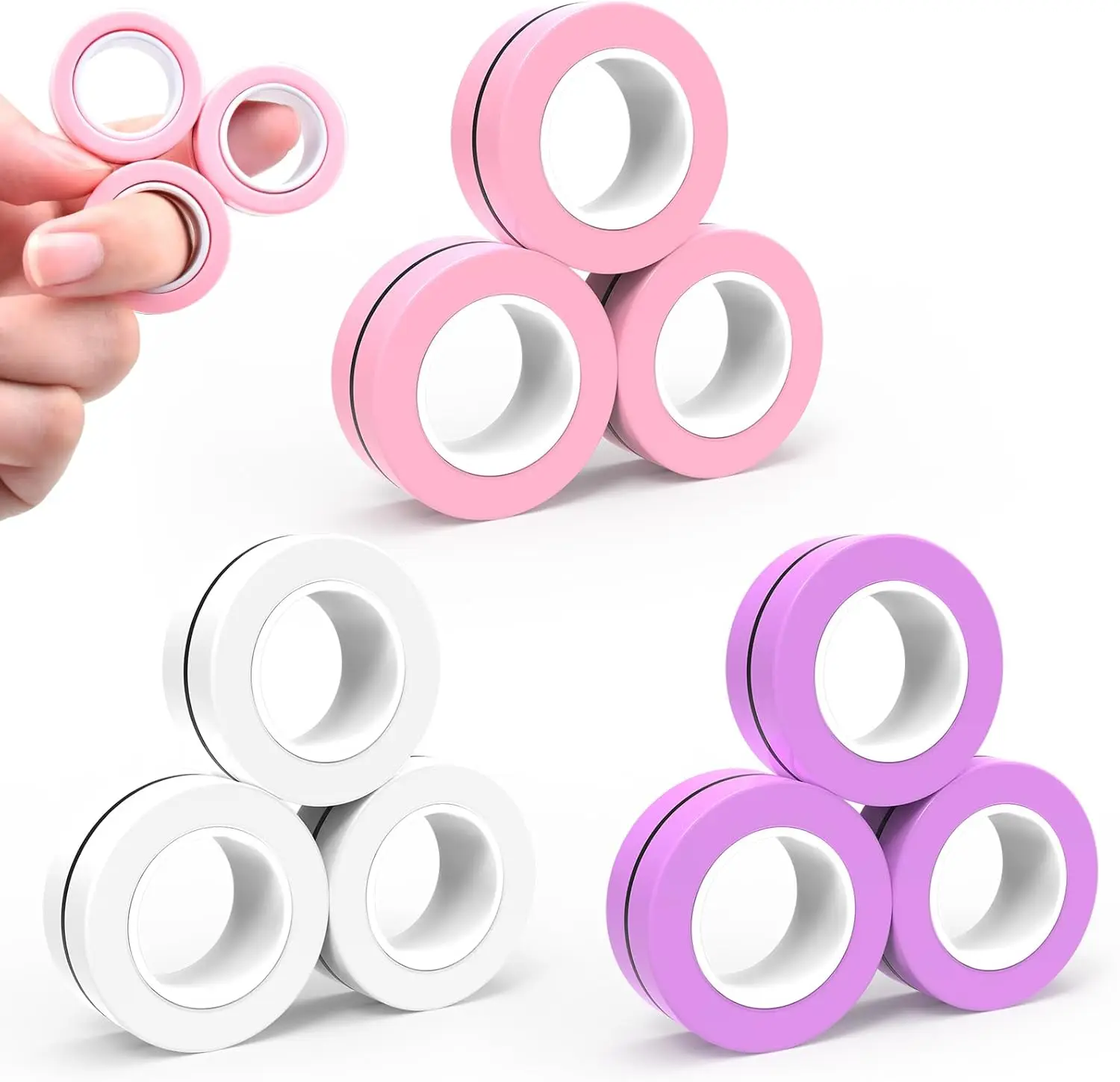 Anillo magnético Fidget Toys Set ADHD ansiedad magnético dedo Spinner Pack para adolescentes adultos niños más fresco imán alivio del estrés juguete