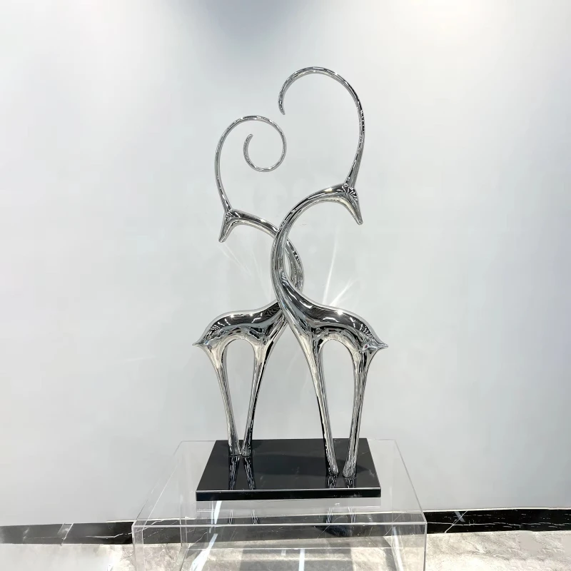 

Modern Home Decor Metal Craft Animal Stainless Steel, Deer Sculpture Life Size Mirror Polished Available Colors