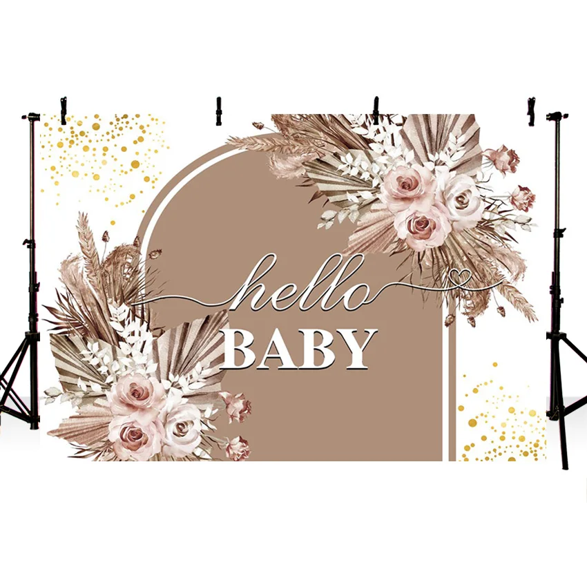 Fondo fotográfico bohemio para fiesta de cumpleaños de bebé recién nacido, decoración Floral de hierba de Pampas