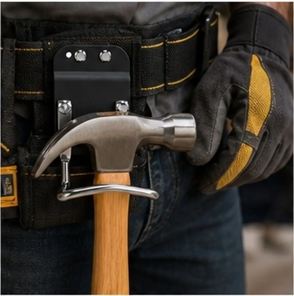 Stainless Steel Multi-Tool Belt Clip Holder for Cordless Drill Hammer Mallet Tape Measure Secure Fastening Worksite Construction