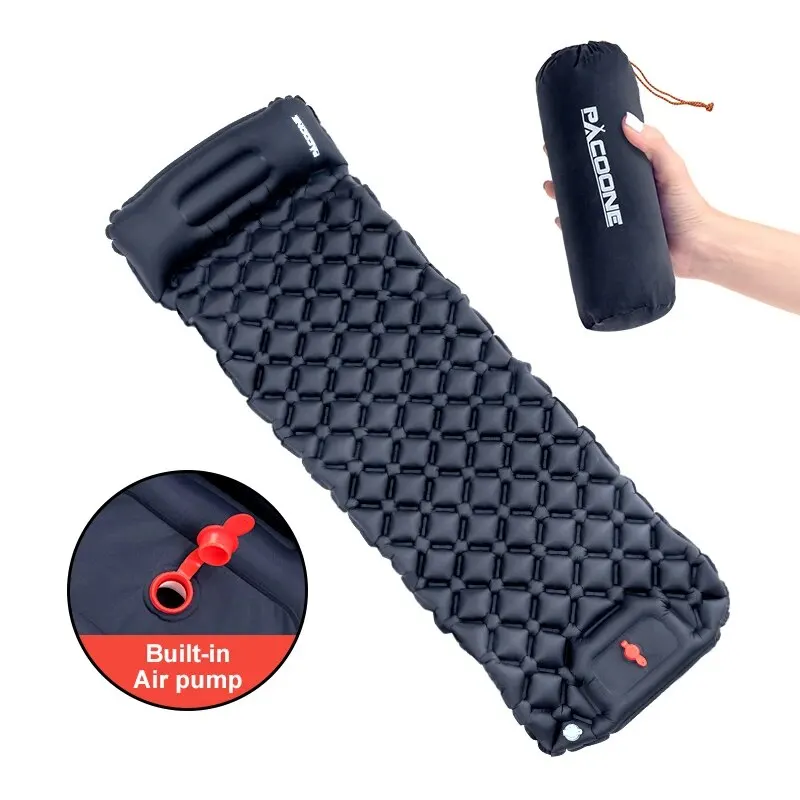 Coleção AliExpress Outdoor Camping Colchão Inflável Almofada De Dormir Com Almofadas Ultraleve Air Mat Construído Em Inflator Bomba Caminhadas