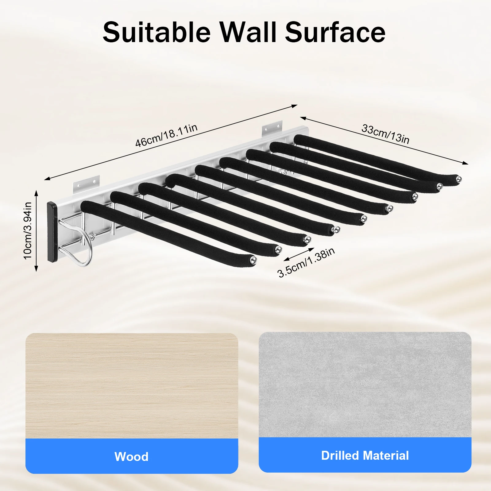 

Pull-out Pants Rack Wardrobe Clothes Hanger Bedroom Non-slip Trouser Hanger Left Right mounted Clothes Rack Aluminum Alloy