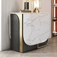 Design Dinning Foldable Table & Chair Set Rock Slab White/Black With Wheels Marble Pattern (Assembly required)