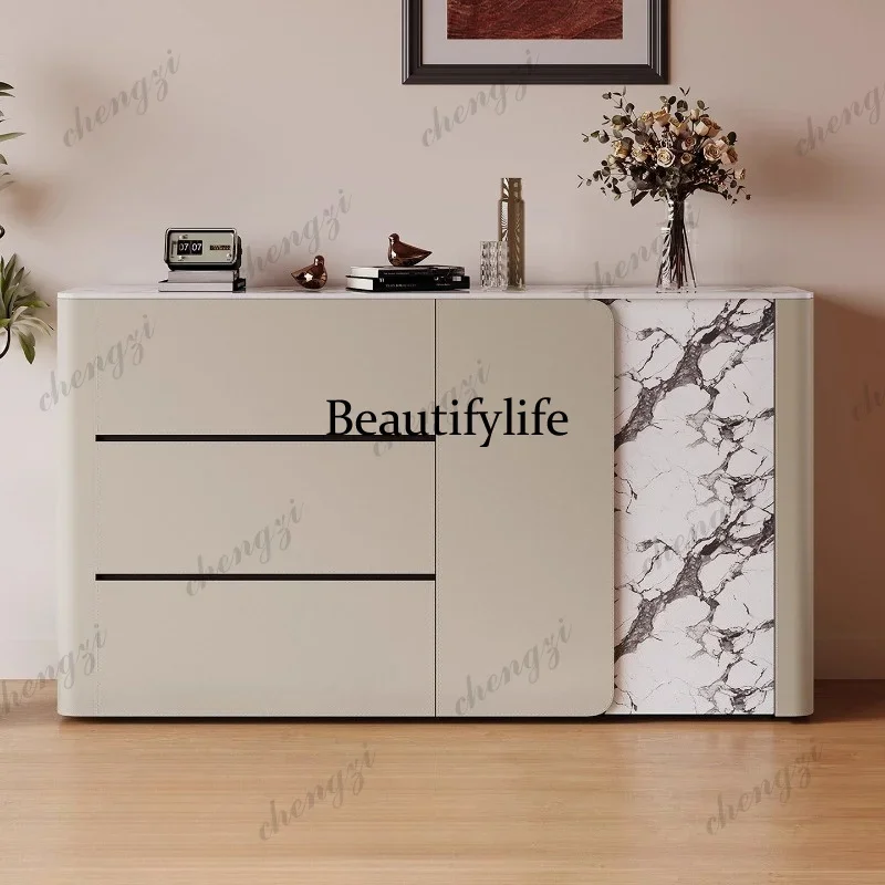Modern Deluxe Rock Slate Countertop Side Cabinet Storage locker drawer type storage living room cabinets Wardrobe furnitureDD182