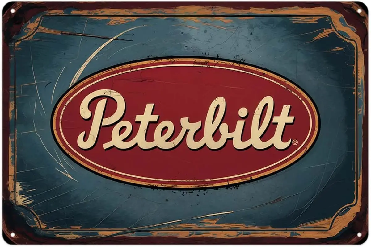 Peterbilt Truck Logo tin Sign Vintage Heavy Duty Semi Truck Metal Signs Retro Tin Wall Decor for Home Bedroom Kitchen Bar Cafe G