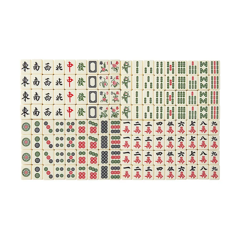 Chinese Mahjong Set Ivory Color Hand Rub Tiles Hard Durable Game For Home Party Entertainment