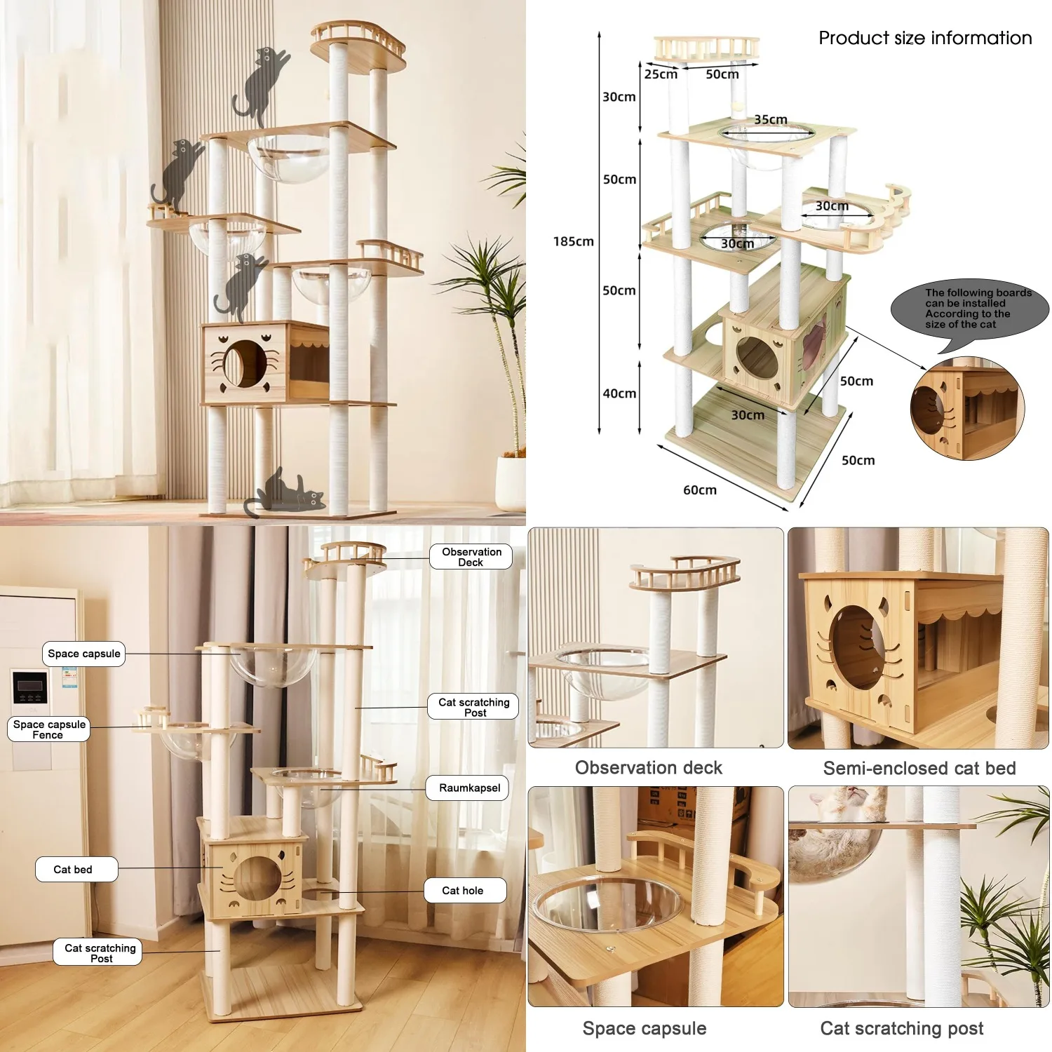 

73-Inch Cat Tower for Multiple Cats, Cat Tower for Large Cats, Slim, Stable, Freestanding, Popular,Prevents Cats, Customized