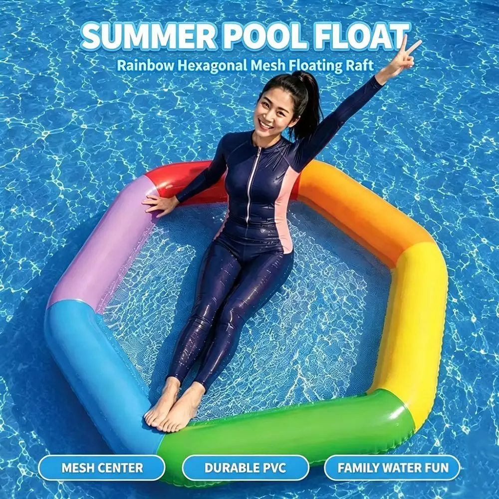 Bright Colors Hexagonal Colored Inflatable Float Thickened Wear-resistant Portable Water Float Chair