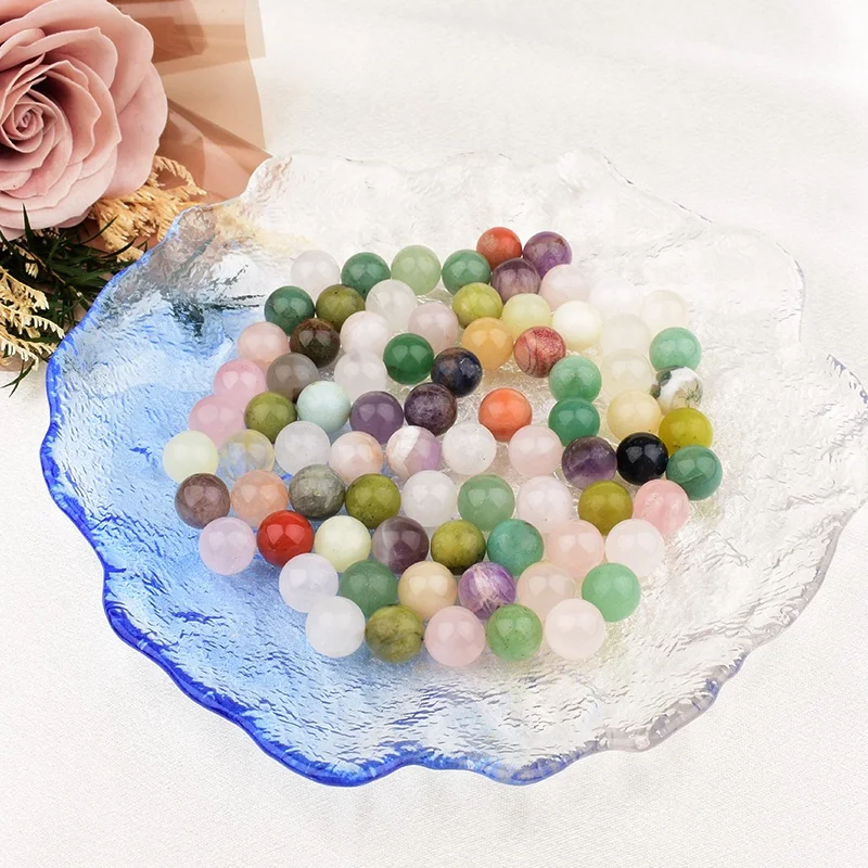 Natürliche Gemischte Kristallkugeln 10mm Mini Runde Steinkugeln Zufällige 20/30 Stück Heilende Reiki-Steine Heimdekoration DIY Geschenk