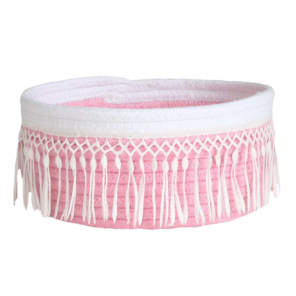 

Cloth Sundries Storage Basket Nordic Style Tassel Organizer Home Tabletop Reusable Simple Container Portable Sundry Box
