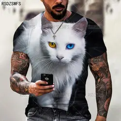 Cute 3D Animal Cat Print Men Women T-Shirt Summer Tops Oversized T Shirt O Neck Short Sleeve Loose Casual Men Clothing 5XL Tees