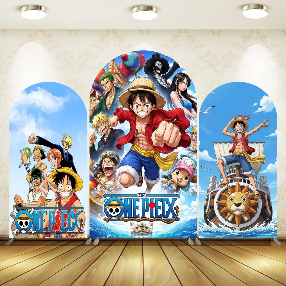 Arch OnePiece Luffy Theme Arch Cover Backdrop Boy Birthday Party Decor Monkey D. Luffy Arched Wall Baby Shower Background