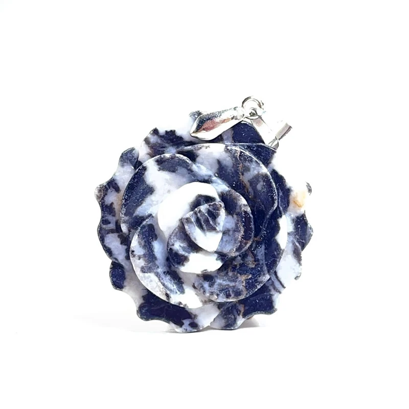 Neuer 35MM Kristall-Geschnitzter Einseitiger Rosen-Anhänger Tigerauge Lapislazuli Amazonit Symbolisches Paar-Liebes-Romantik-Schmuckgeschenk – Detail 12