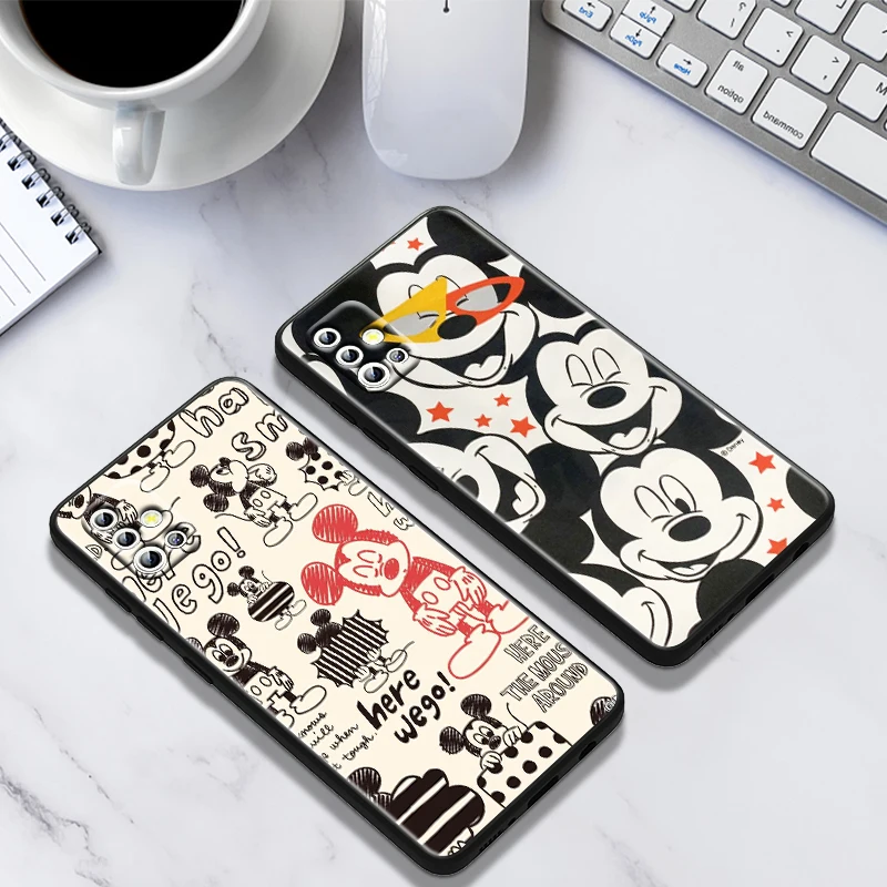 Vintage Minnie Mickey For Samsung Galaxy A73 A54 A52S A72 A71 A52 A51 A22 A32 A21S 4G 5G Silicone Soft Black Phone Case