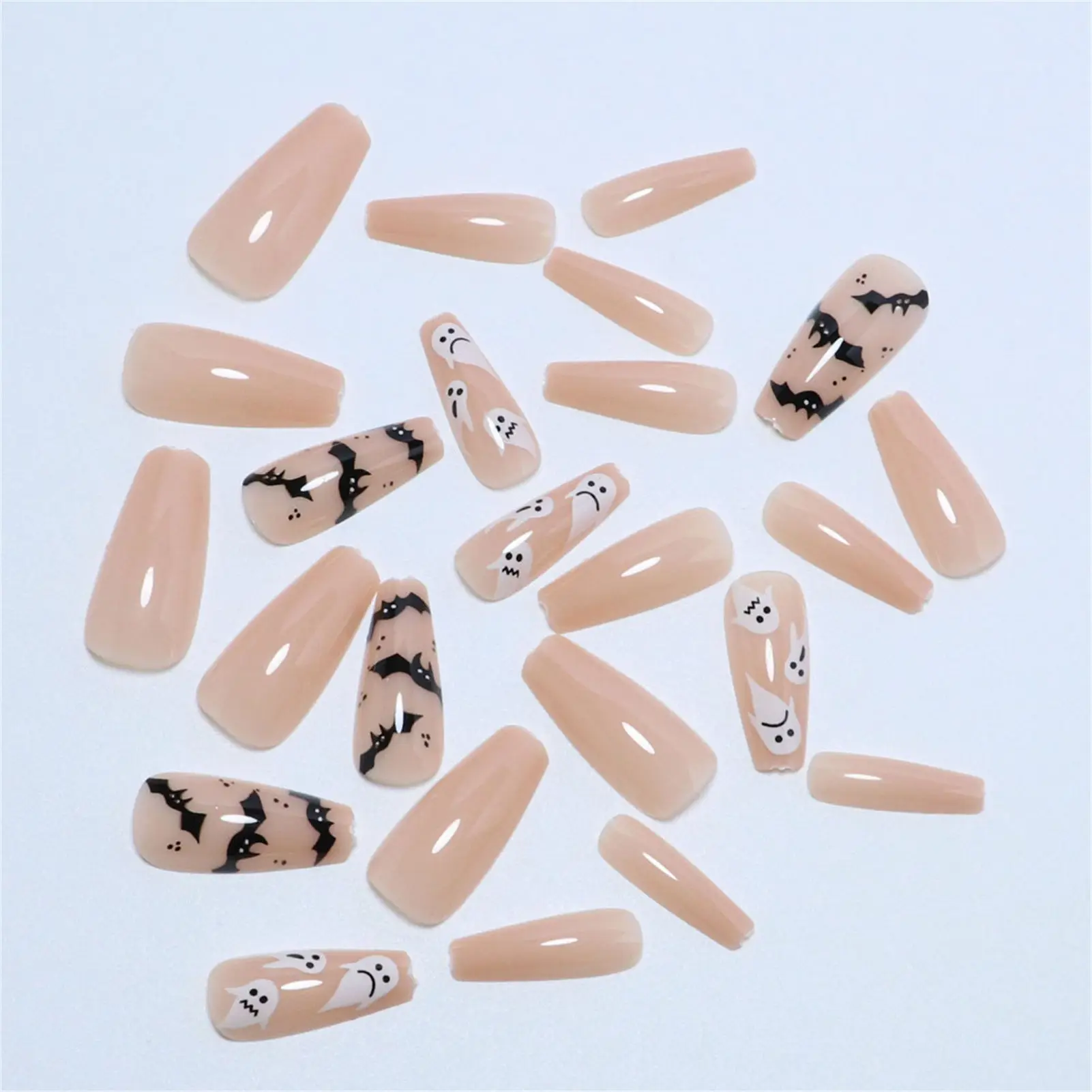 24pcs -length Press-on Nail Halloween Theme Ballerina Tips Artificial Nail for Women and Girl Party Activity