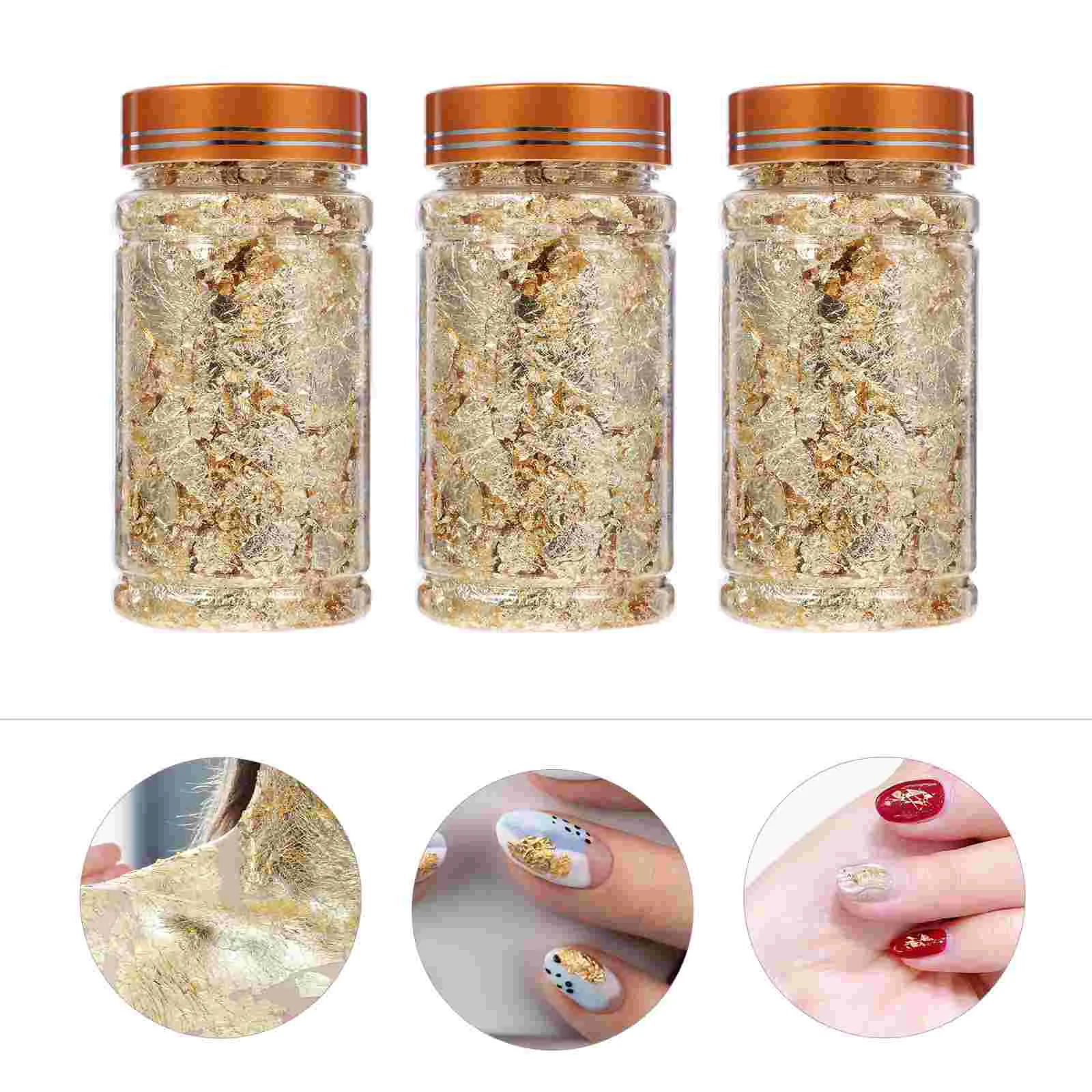 3 Pcs Gilding Flake Nail Stickers Tips Decor Phone Foil Decoration