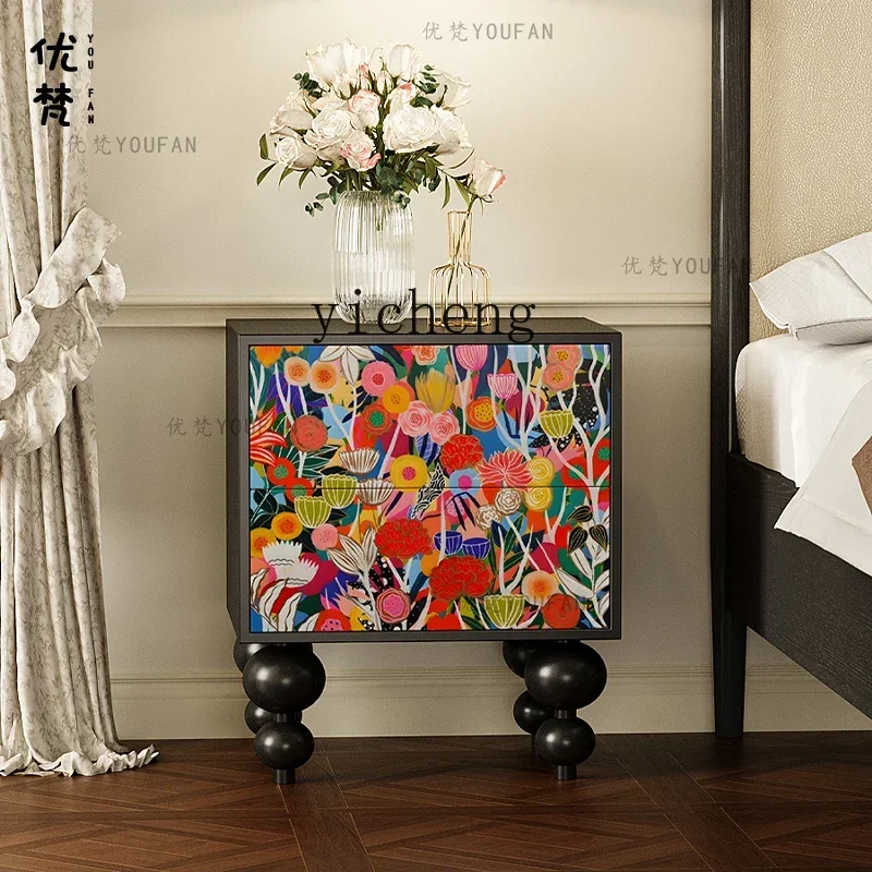 l2 modern color high-end solid wood bedside table small apartment low cabinet household bedroom locker