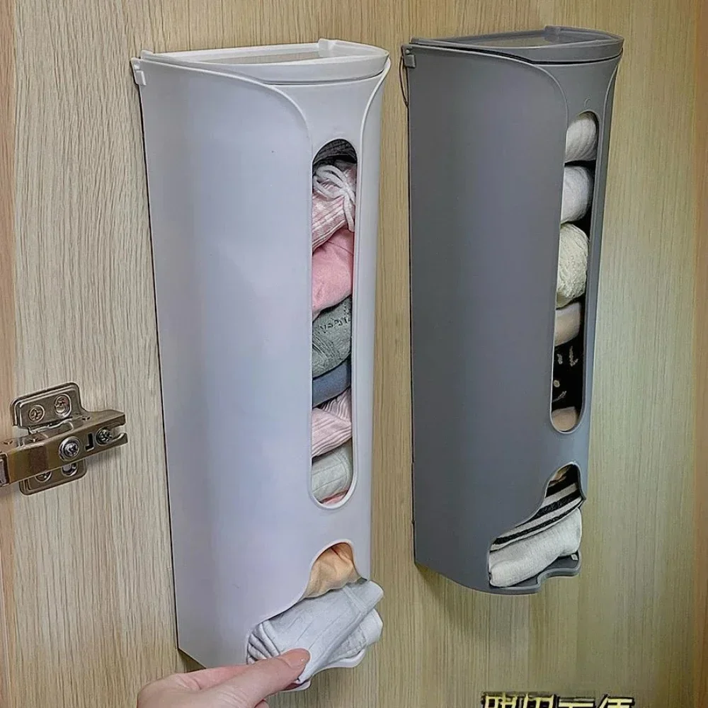 Wall-Mounted Underwear Storage Box Closet Underwear Panties Socks Organizer Self Adhesive Home Garbage Bag Dispenser Storage Box