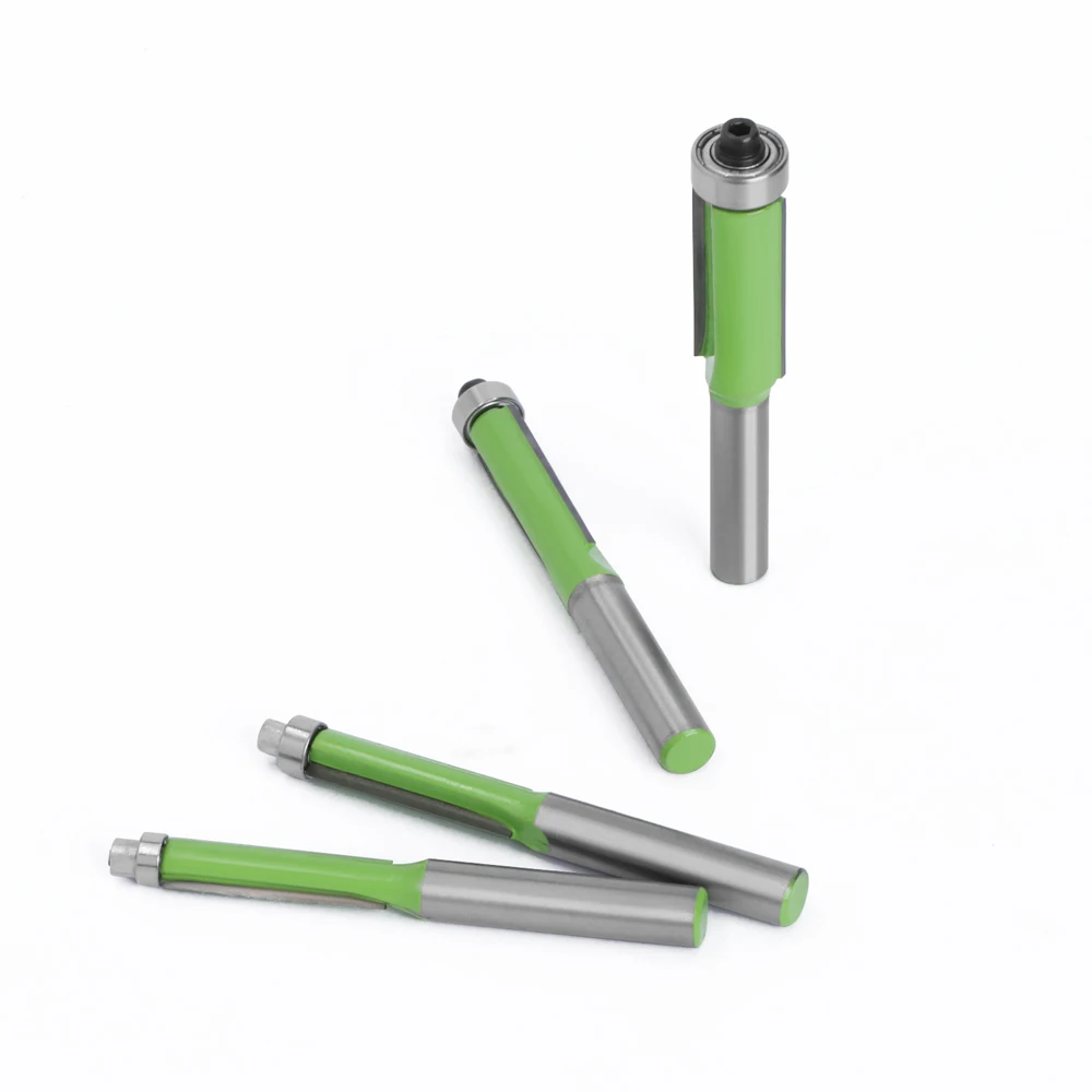 Imagem -03 - Lavie-flush Trim Router Bit com Rolamento Carboneto de Tungstênio Milling Cutter Padrão Madeira Template Verde Brilhante Milímetros Shank