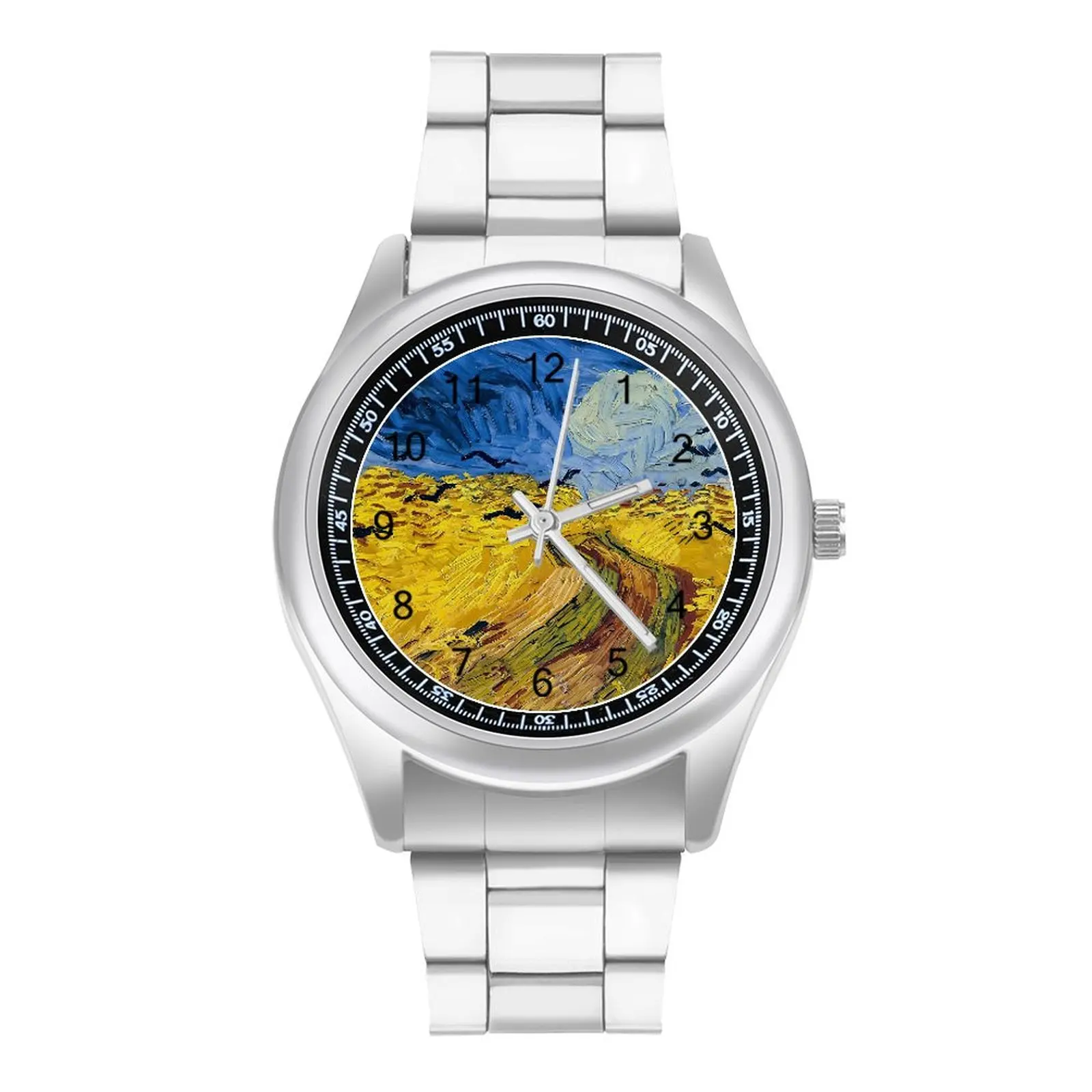 Vincent Van Gogh Quartz Watch Wheatfield with Crows Travel Round Wrist Watches Steel Photo Cheap Couple Wristwatch