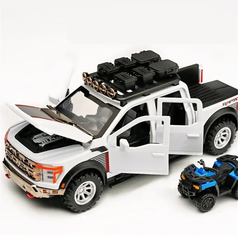 

1:24 Raptor F150 Pickup Alloy Car Model Diecast Metal Off-road Vehicles Car Model Simulation Sound Light Childrens Toy Gift