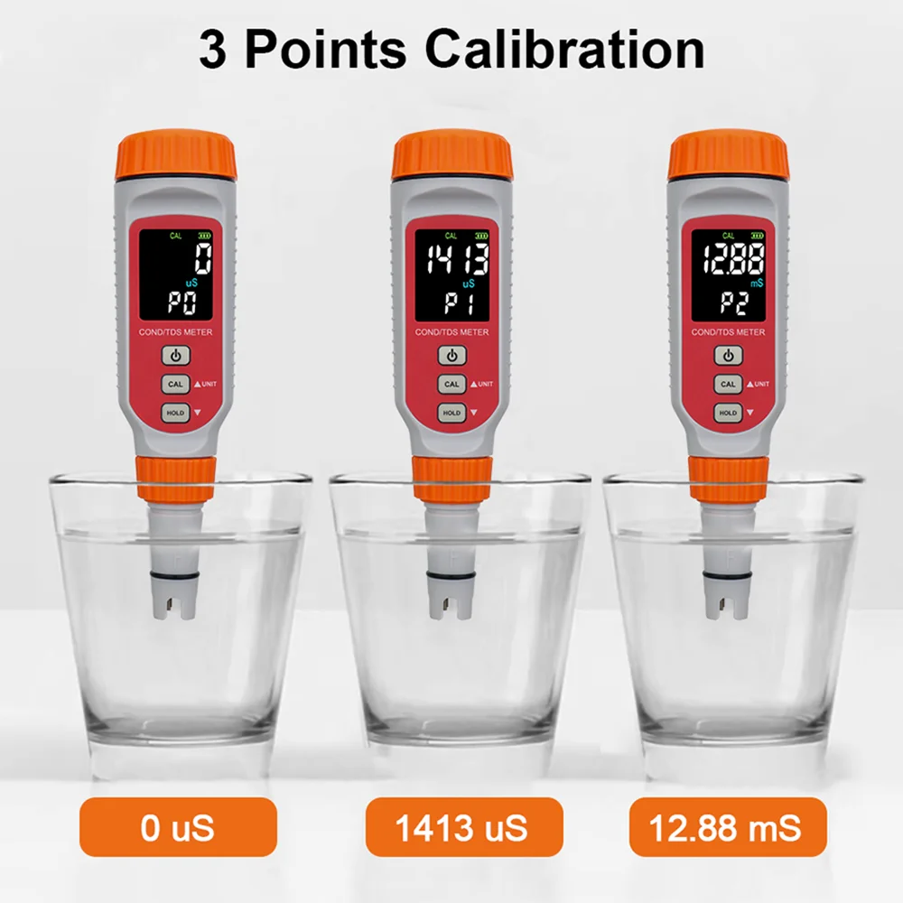 Water Quality Meter Digital Conductometer Conductivity Analyzer Portable TDS Meter COND Temperature Conductivity Tester Lake