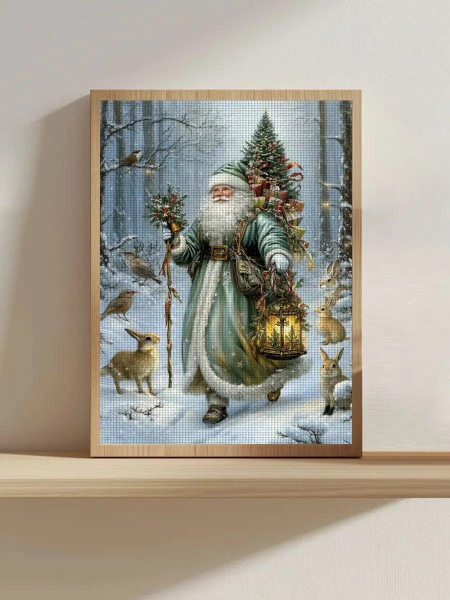 1 Stück 30X40CM/11.8*15.74 Zoll Weihnachtsmann Gestempeltes Kreuzstich-Set DIY-Set 11CT/14CT DIY Stickerei-Set DIY Kreuzstich-Set – Detail 1
