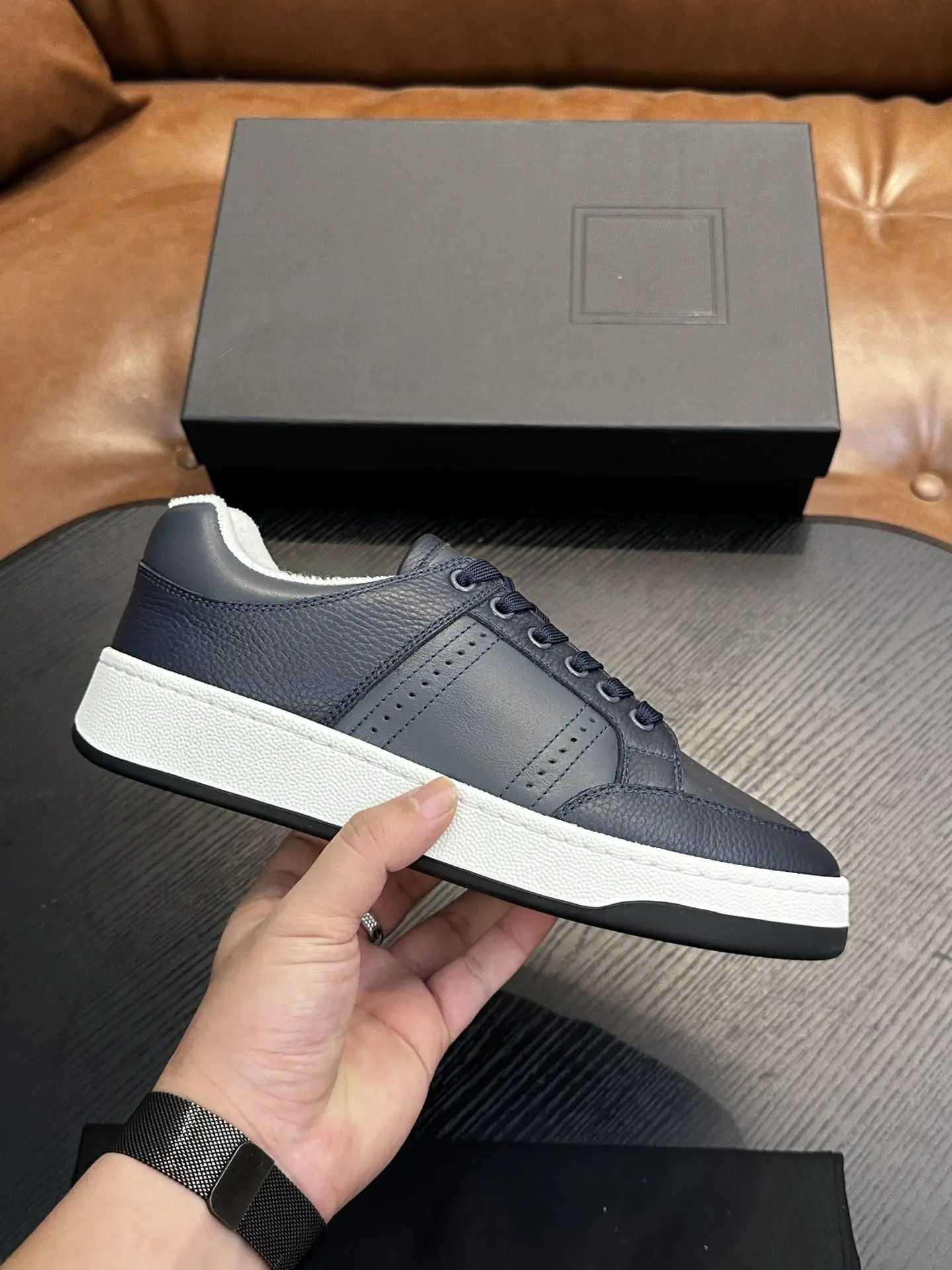 Unisex Fashion Lace Up Board Sneakers Breathable Perforated Design Thick White Flat Sole All Match Street Footwear
