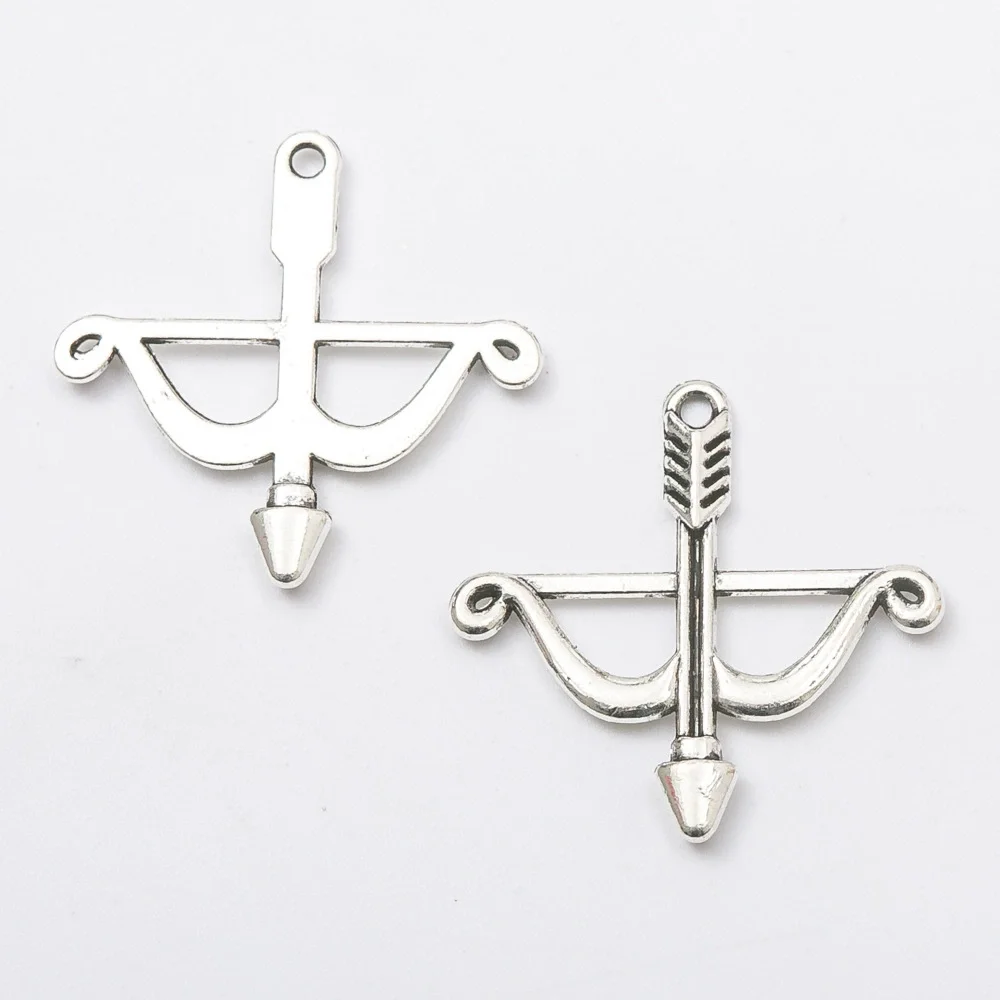 30pcs 25X35mm Antique Tibetan Silver Bronze Charms Bracelet Necklace Pendant New Fashion Bow And Arrow For Jewelry Making