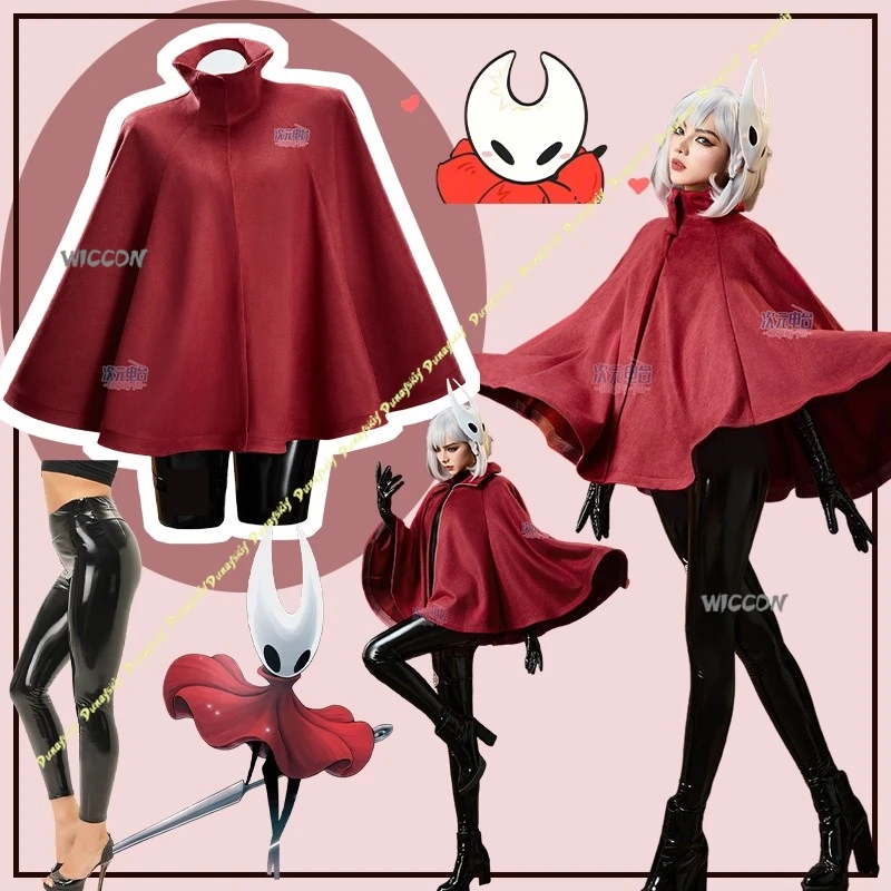 Game Hollow Knight Cosplay-Kostüme, Hornet-Schal, rot, weibliche Kleidung, Bühnenkleidung, hohe Taille, dehnbar, eng anliegend, für Damen, Party, Cos, Halloween-Set