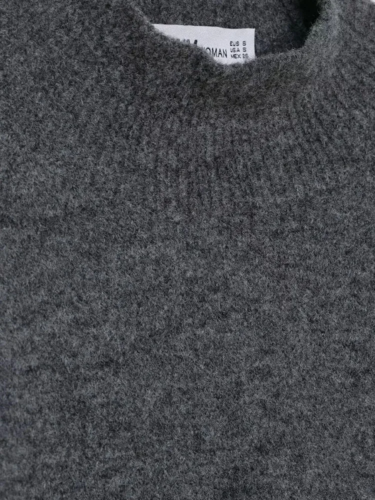 

HH Women Fashion Long Sleeves Short Pullover Sweater Female Round Collar Wide Sleeve Solid 2-Color Loose Autumn Leisure Tops