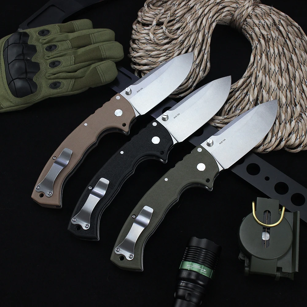 Cold 62RQ Pocket Folding Knife AUS-10A Steel Military Tactical Hunting Knife EDC Utility Survival Ganzo Pocketknives Men Gift