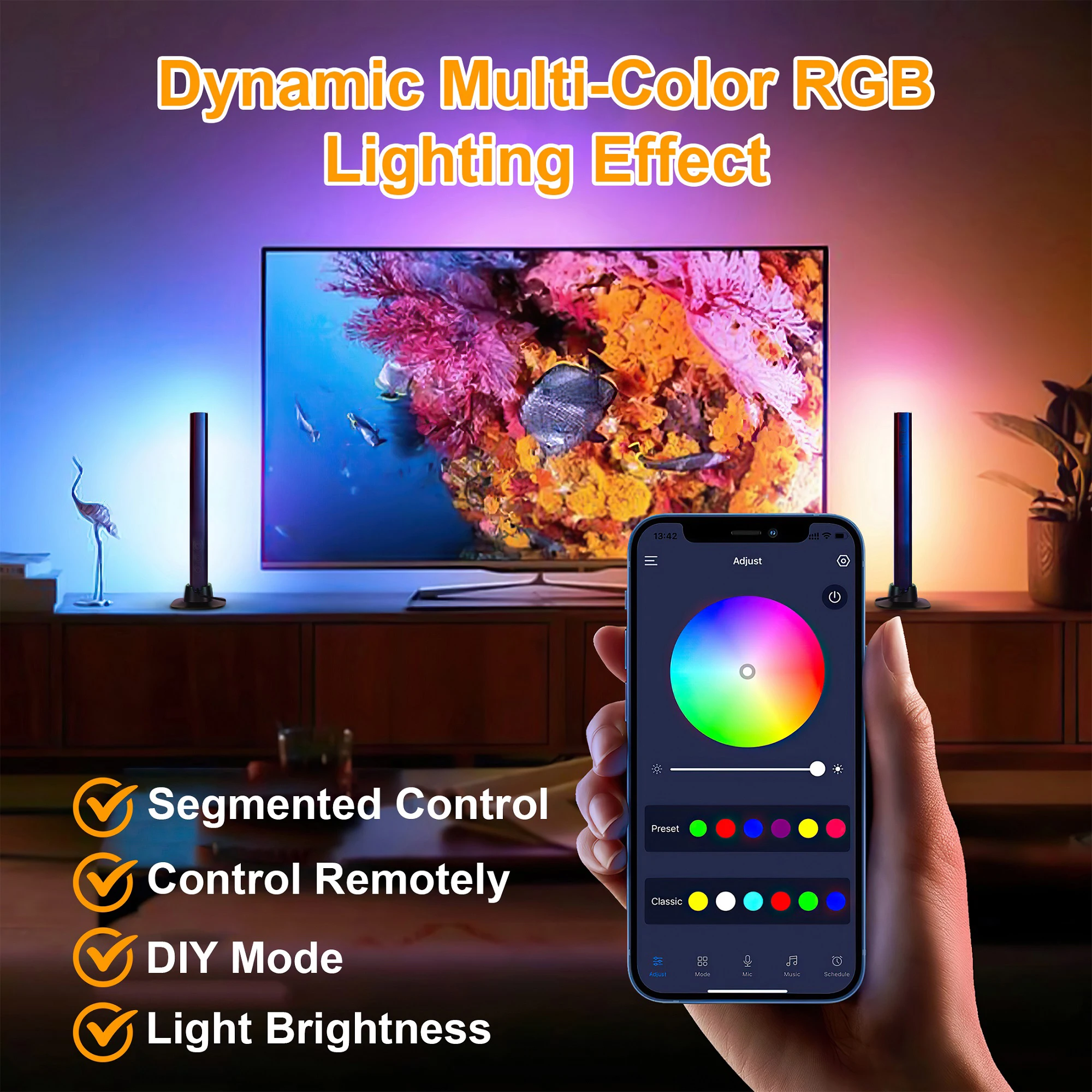 แผ่นไฟ LED อัจฉริยะ2ชิ้นพร้อมโหมดดนตรีและฉาก8โหมดไฟ RGB บลูทูธพร้อมซิงค์เพลงแอปและรีโมทคอนโทรลไฟสร้างบรรยากาศ