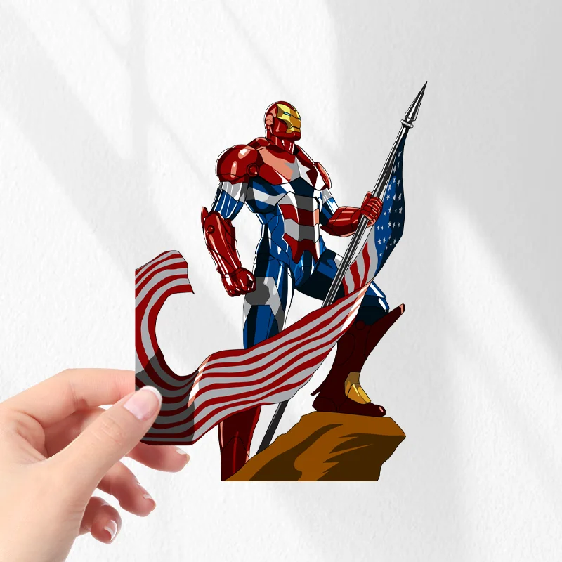 Pegatina para coche de Iron Man de Marvel, impermeable, con protección solar, calcomanía de anime para exterior de automóvil, motocicleta, estuche de viaje, decoración de casco