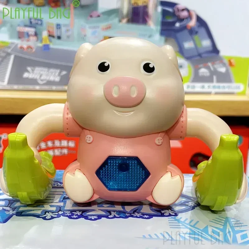 Adorable juguete de cerdo que culbuta y luces automáticas para personas mayores que hacen un golpe en fiestas infantiles como regalo de cumpleaños