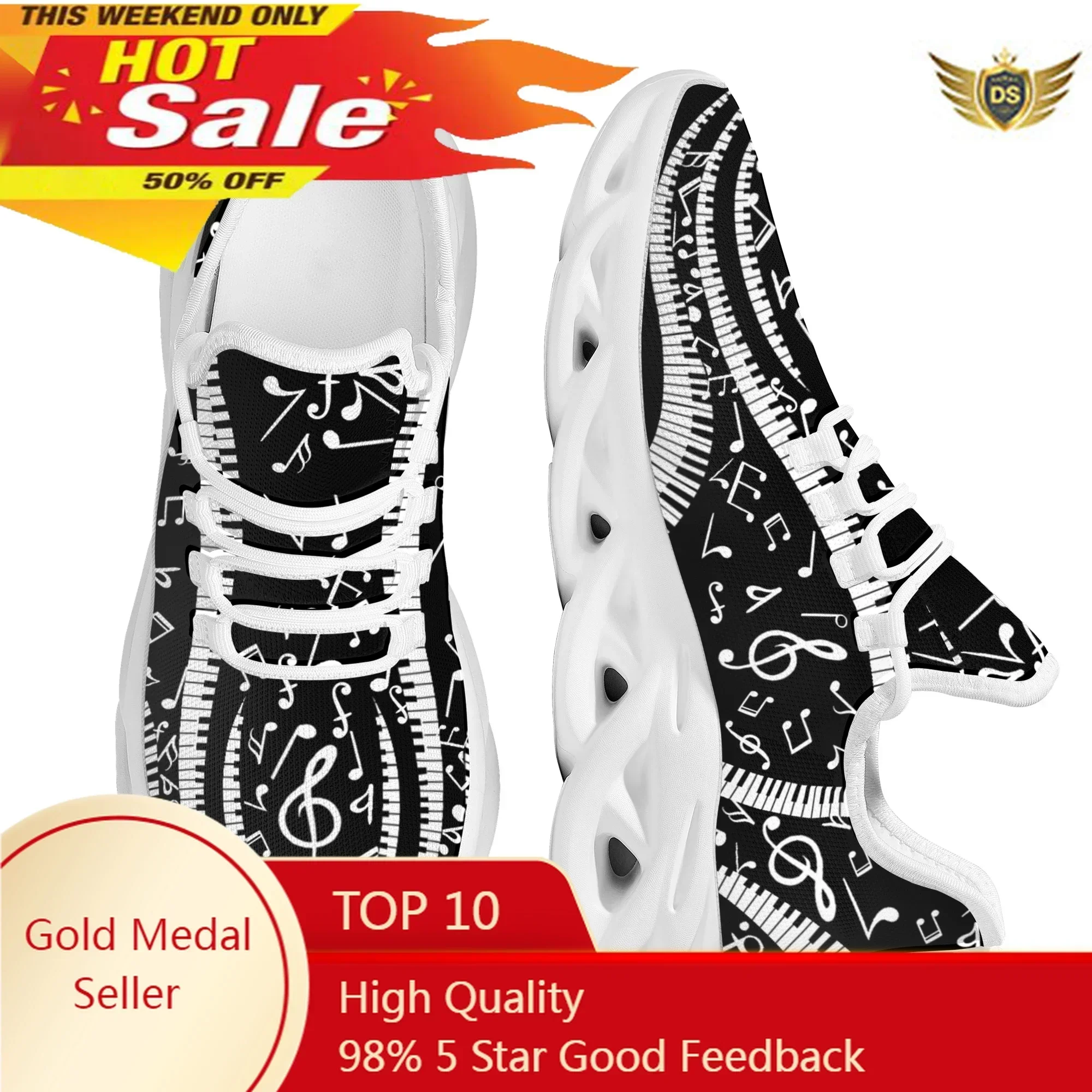 

Novelty Musical Notes Keyboard Kinnted Anti Skid Shoes Absorbing Light Lace Up Shoe Tennis Sneakers Platform Sneaker