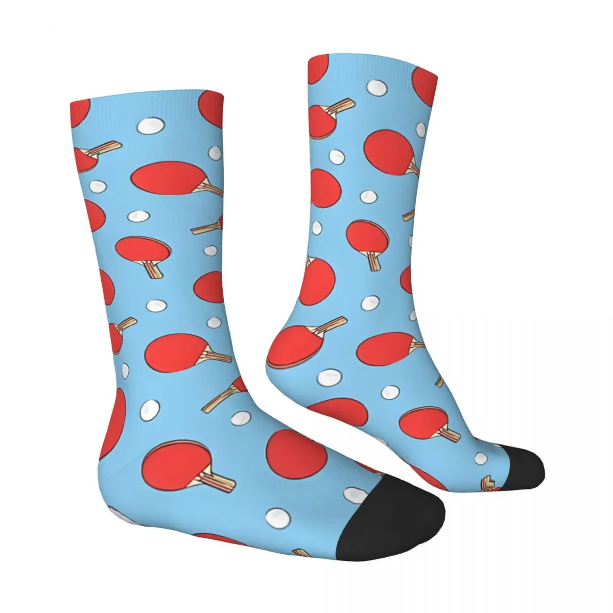 Ping Pong Red On Blue Socks Travel 3D Print Boy Girls Mid-calf Sock