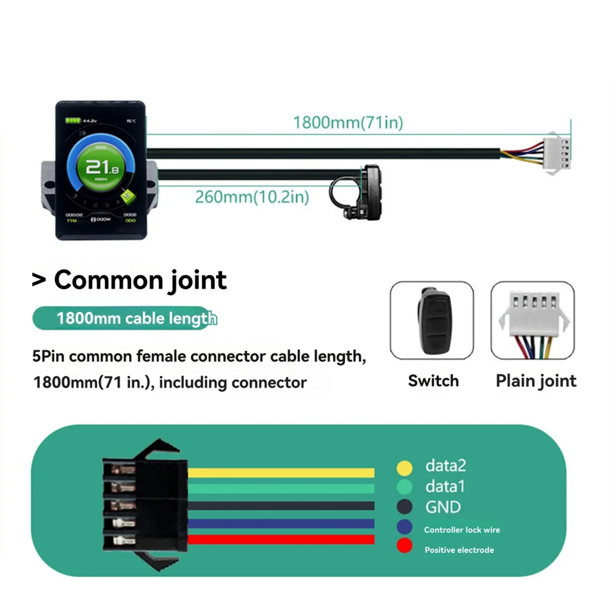 Nova bicicleta elétrica display colorido kt tf02s 24v 36v 48v painel de controle inteligente display ebike kit plugue à prova dwaterproof água
